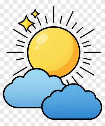 Cartoon Sun With Clouds PNG