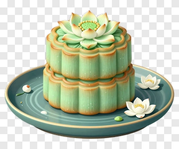 Lotus Cake On A Plate PNG