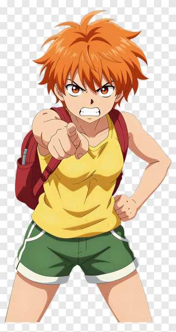 Anime Character Pointing In Sports Outfit PNG