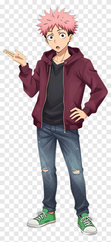 Anime Character With Pink Hair And Casual Outfit PNG