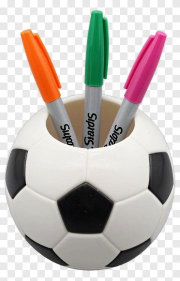Soccer Ball Pen Holder With Markers PNG