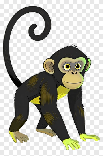 Cartoon Monkey With Curly Tail PNG