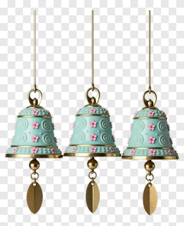 Decorative Hanging Bells With Floral Design PNG