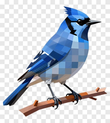 3D Blue Jay Bird On A Branch PNG