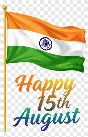 Indian Flag With Happy 15Th August Text PNG