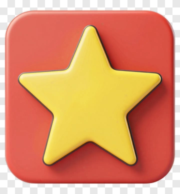 3D Yellow Star Icon On Red Background PNG