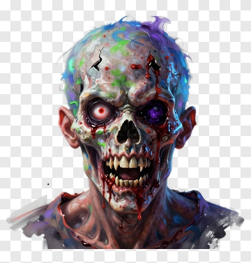 Zombie Head With Colorful Details PNG