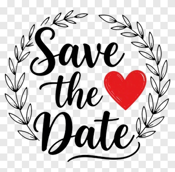 Save The Date With Heart And Leaves PNG