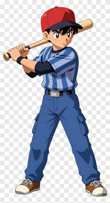 Cartoon Baseball Player Holding A Bat PNG