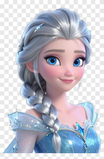 Cartoon Character With Silver Hair And Blue Dress PNG