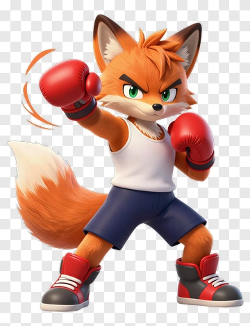 Boxing Fox Character PNG