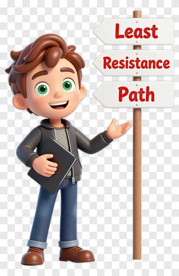 Cartoon Boy Pointing At Direction Sign PNG