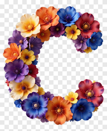 Colorful Floral Letter C PNG