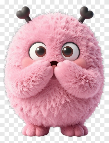 Cute Pink Cartoon Monster With Big Eyes PNG