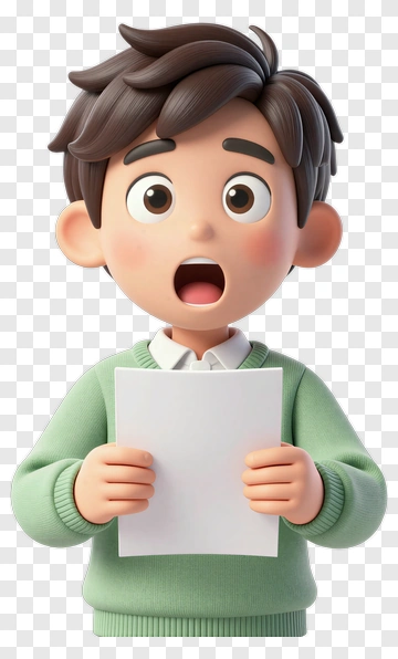 Surprised Boy Holding A Blank Sheet Of Paper PNG