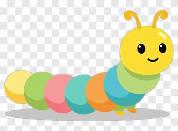 Cartoon Caterpillar With Colorful Segments PNG