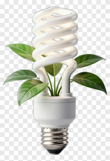 Eco-Friendly Light Bulb With Leaves PNG