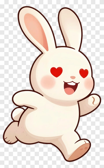 Cartoon Rabbit With Heart Eyes PNG