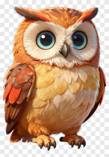 Cartoon Owl With Big Eyes PNG