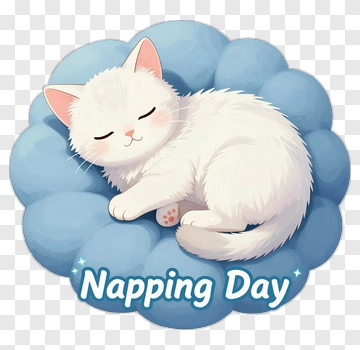 Cartoon Cat Sleeping On A Napping Day Pillow PNG