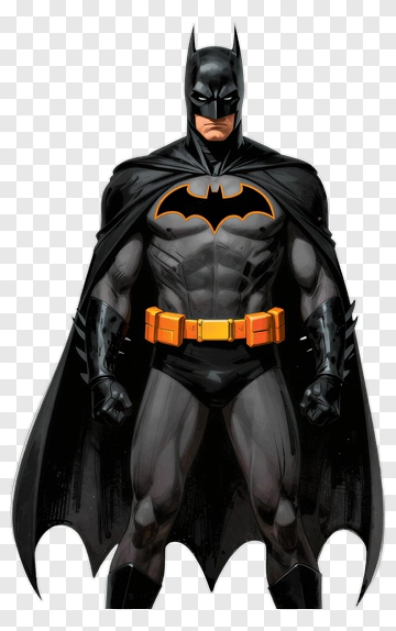 Batman In A Black Suit With Yellow Belt PNG