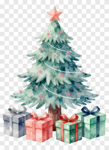 Colorful Christmas Tree With Presents PNG