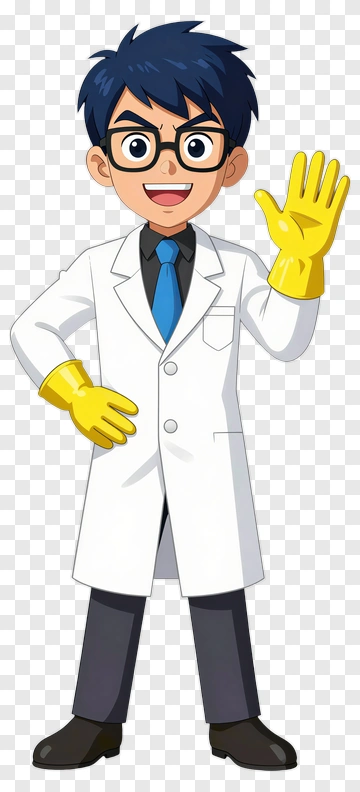 Cartoon Scientist Waving PNG