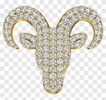 Golden Ram Head With Diamonds PNG
