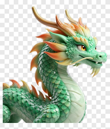 3D Dragon Head With Colorful Scales PNG