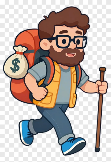 Cartoon Hiker Carrying A Backpack PNG