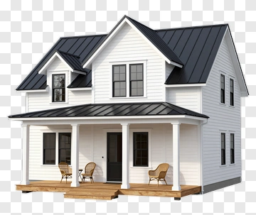 Modern House With Porch And Chairs PNG
