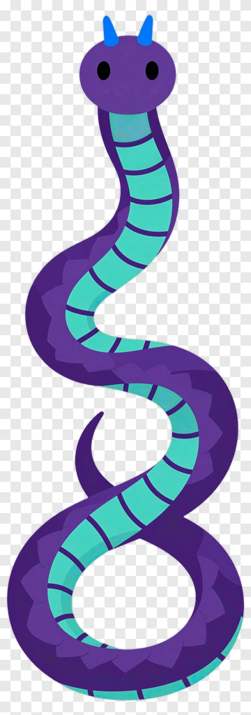 Cartoon Snake With Blue Horns PNG