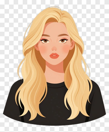 Cartoon Woman With Long Blonde Hair PNG