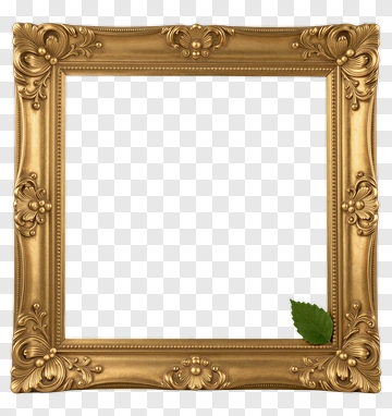 Ornate Gold Picture Frame With Leaf PNG