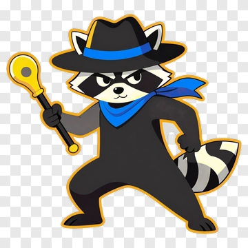 Cartoon Raccoon Holding A Stick PNG