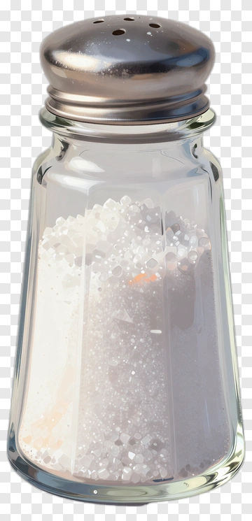Glass Salt Shaker With White Salt PNG