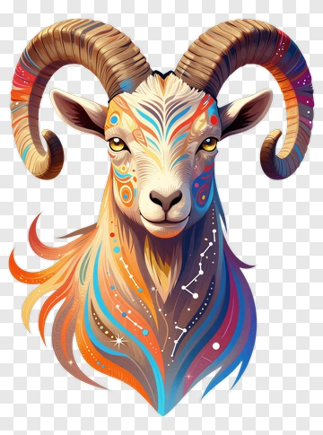 Colorful Ram Head With Cosmic Patterns PNG