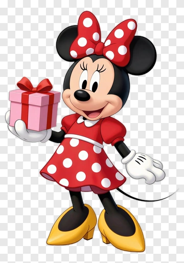 Minnie Mouse Holding A Gift Box PNG