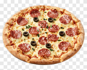Pepperoni Pizza With Olives And Cheese PNG