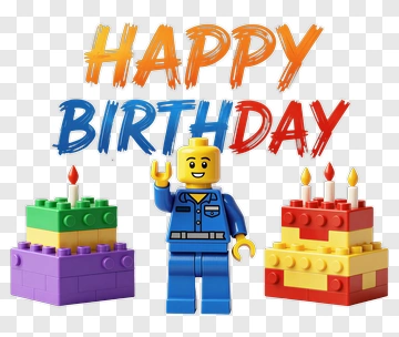 Lego Birthday Celebration With Cake And Figurine PNG