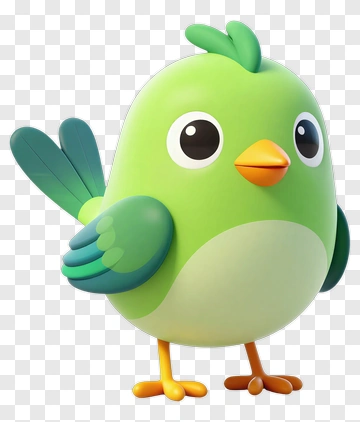 Cartoon Green Bird PNG