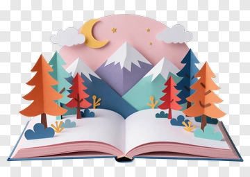 Colorful Paper Cut Landscape In An Open Book PNG