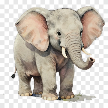 Realistic Elephant Standing On Grass PNG
