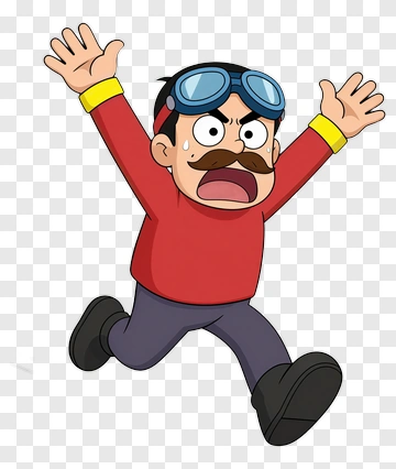 Cartoon Character Running In Panic PNG