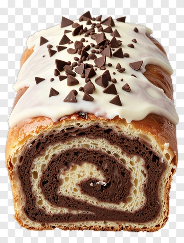 Chocolate Roll Cake With Cream And Chocolate Chips PNG