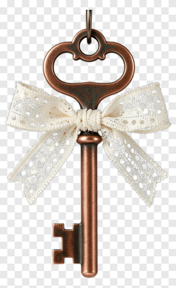 Decorative Key With Lace Ribbon PNG