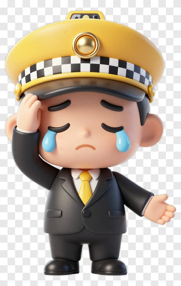 Cartoon Taxi Driver With Tears PNG