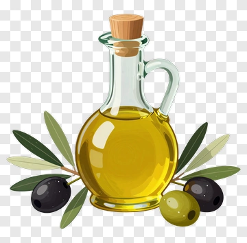 Olive Oil Bottle With Green And Black Olives PNG