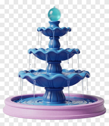 Fountain With Three Tiers And Water Flowing PNG