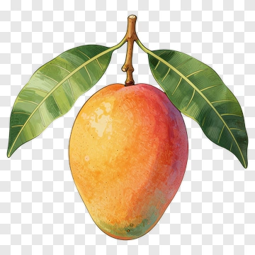 Colorful Mango With Leaves PNG